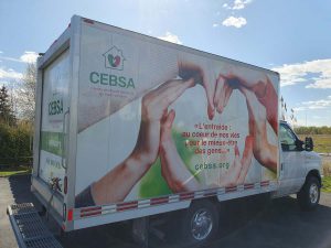 Wrap complet pour camion cube, infographie incluse | Utilisation : Faire voir et connaitre l'organisme de bienfaisance